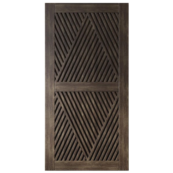 LT 36 in. x 84 in. C-Panel Solid Core Ebony Diamond Design Pine Wood Interior Sliding Barn Door Slab