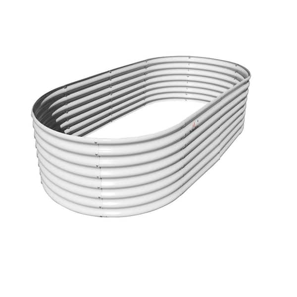Unbranded 6 ft. x 3 ft. x 2 ft. Papyrus White Oval Outdoor Metal Galvanized Raised Garden Bed