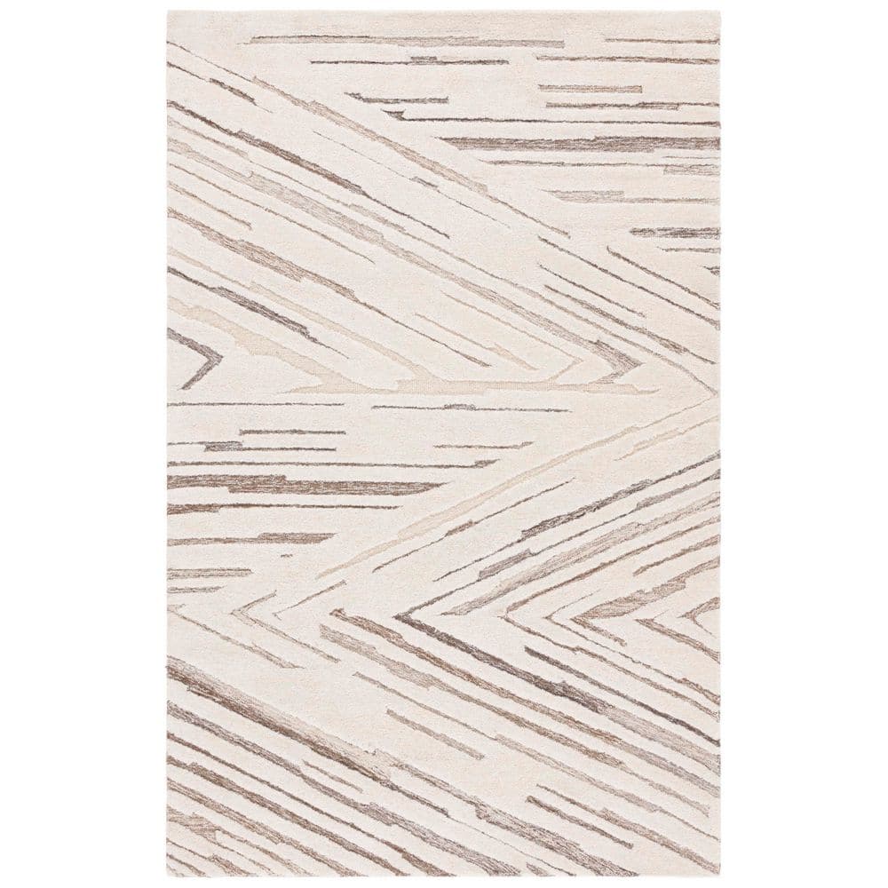 Ebony 4 ft. x 6 ft. Ivory/Brown High-Low Zig-Zag Area Rug price history on PriceWatchPro