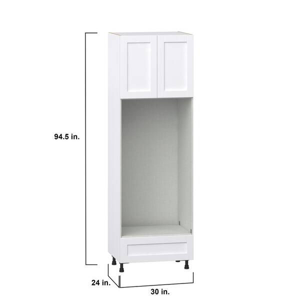 J COLLECTION 30 in. W x 94.5 in. H x 24 in. D Mancos Bright White Shaker Assembled Pantry Micro/Oven Cabinet with Drawer