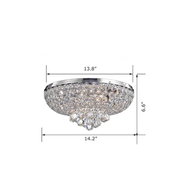 Jojospring Chloe 14.5 in. 4-Light Chrome Finish Crystal Flush Mount L257-YI-598