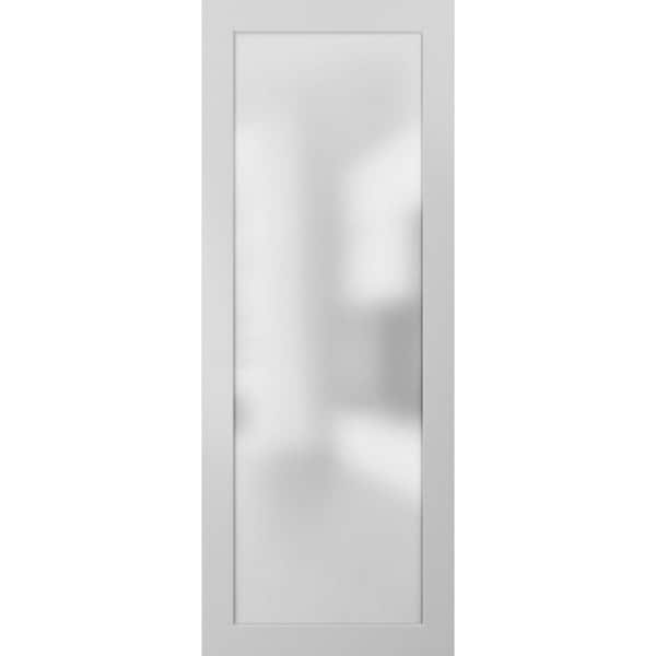 42 in. x 44 in. Solid Wood Frosted glass White Interior Door Slab
