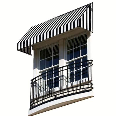 5.38 ft. Wide New Yorker Window/Entry Fixed Awning (56 in. H x 48 in. D) Black/White