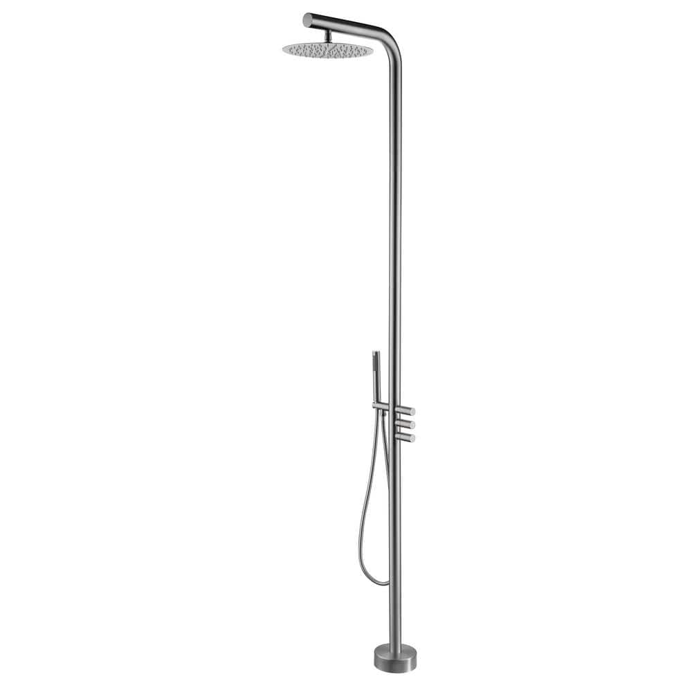 Triple Handle 1-Spray Outdoor Shower Faucet 1.8 GPM with High Pressure Freestanding Shower System in Brushed Nickel price history on PriceWatchPro