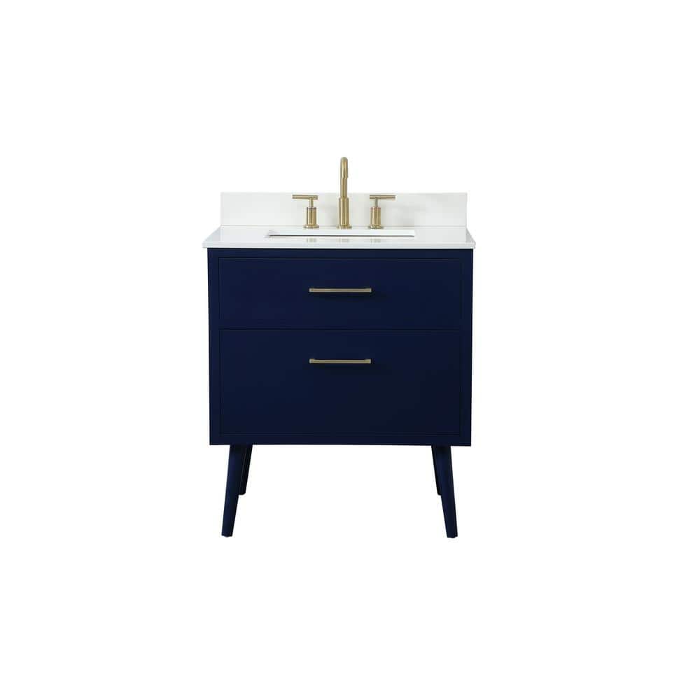 Timeless 30 in. W Single Bath Vanity in Blue with Engineered Stone Vanity T