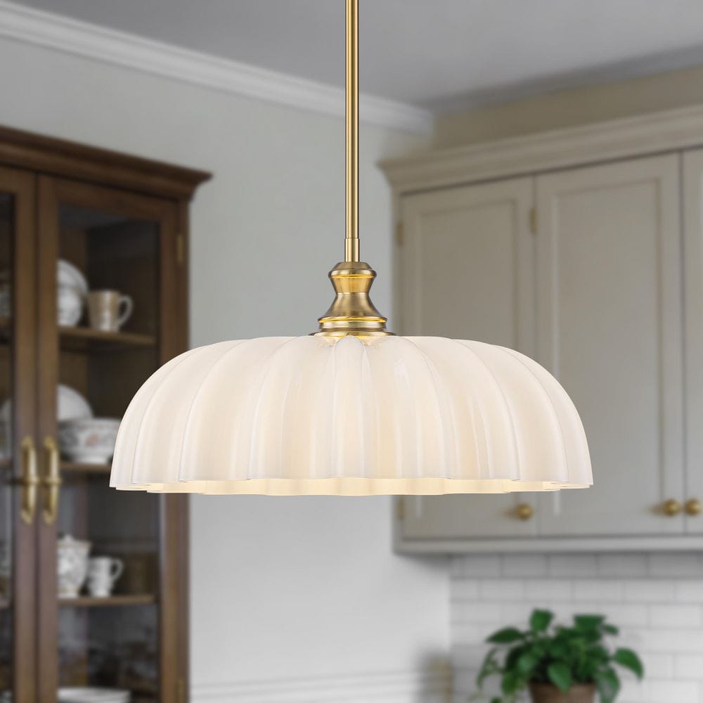 1-Light Modern Brass Pendant Light with Ribbed Glass Shade, Vintage Dining Room Light Fixture for Kitchen Island Bedroom price history on PriceWatchPro