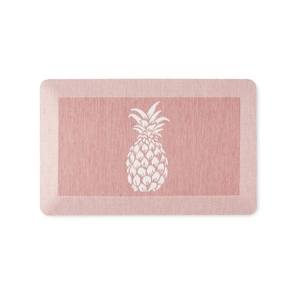 MARTHA STEWART Aloha Modern Pineapple Spice Red 19.6 in. x 36 in. Anti-Fatigue Kitchen Mat