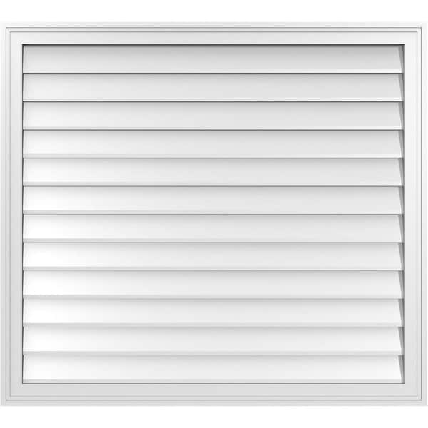 Ekena Millwork 40 in. x 36 in. Vertical Surface Mount PVC Gable Vent: Decorative with Brickmould Frame