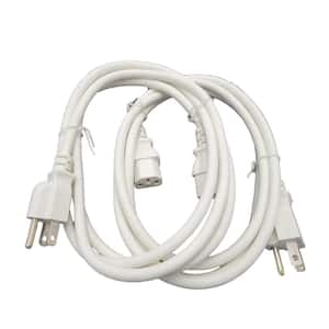 6 ft. 18AWG/3-Conductors White Universal AC Power Cord (NEMA 5-15P to C13) (2-Pack)
