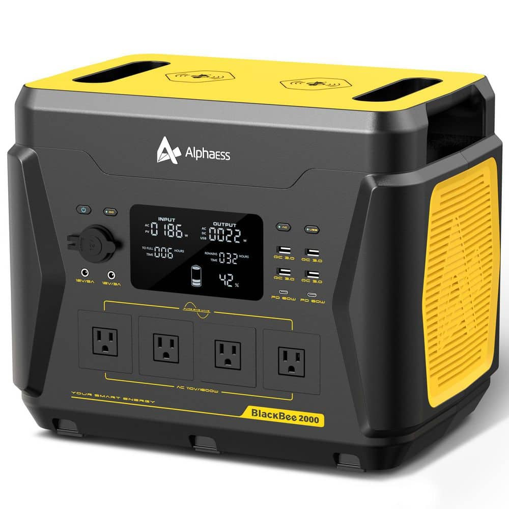 AlphaESS 3000-Watt Peak/1600W Output 2203Wh Push Button Start Power Station for Indoor and Outdoor, Recharge 0-80% in 1.5hrs