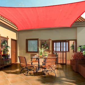 10 ft. x 10 ft. 185 GSM Red Square UV Block Sun Shade Sail for Yard and Swimming Pool etc.