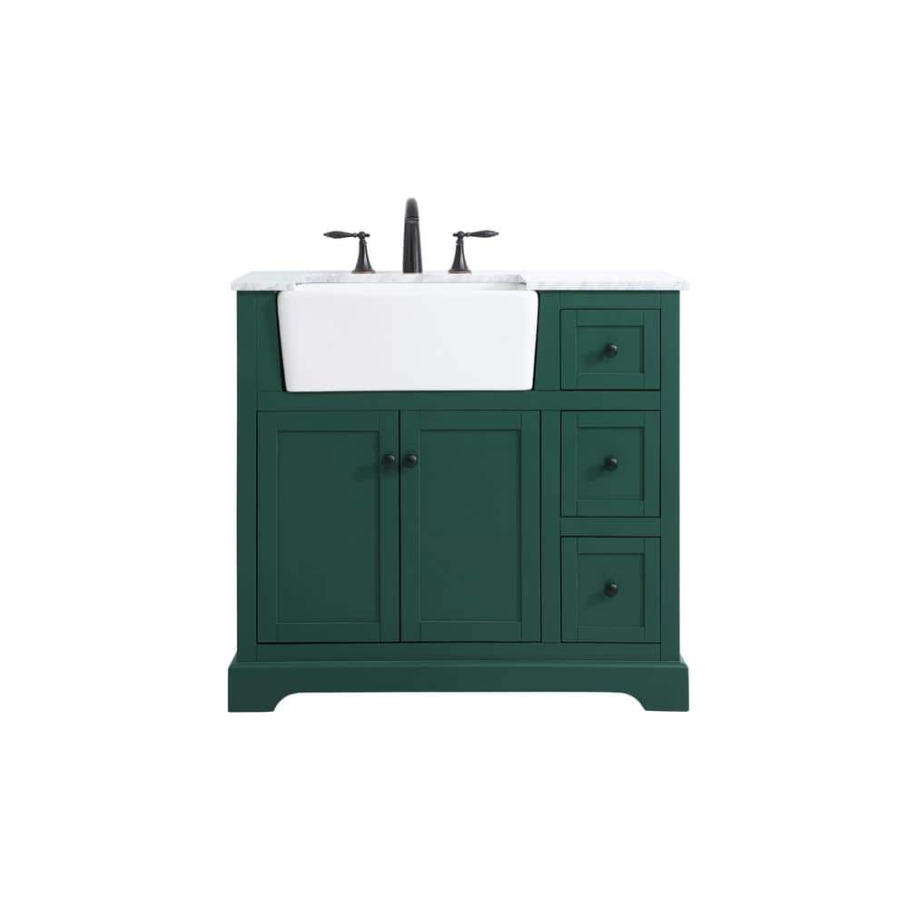 Simply Living 36 in. W x 22 in. D x 34.75 in. H Bath Vanity in Green with C