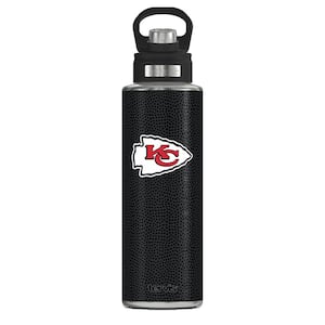 NFL KC CHIEFS LOGO BK 40OZ Wide Mouth Water Bottle Powder Coated Stainless Steel Standard Lid