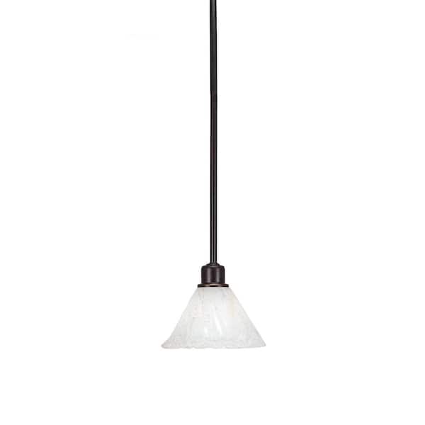Unbranded London 60-Watt 1-Light Wood Look Metal/Brown Light Mini Pendant with 7 in. Italian Ice Glass Shade, No Bulb Included