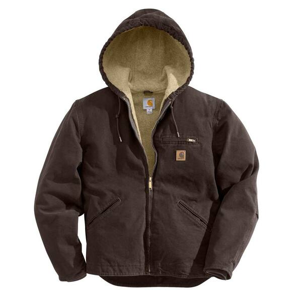 Carhartt Men'S Small Dark Brown Cotton Sierra Jacket Sherpa Lined Sandstone