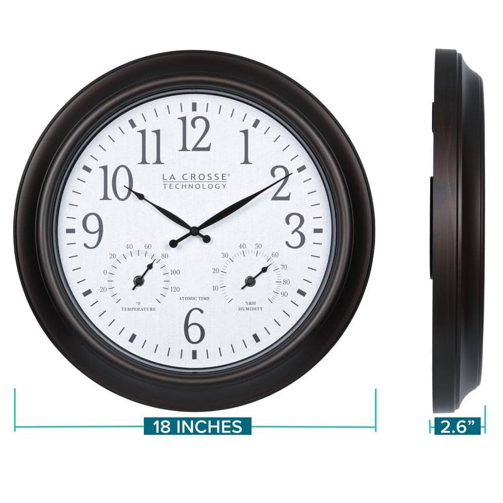 18-inch Dark Bronze Indoor/Outdoor Atomic Wall Clock