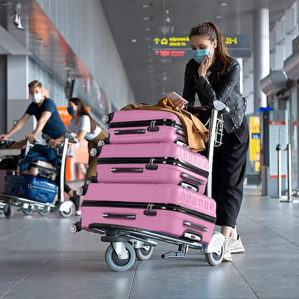 Karl home Nested Hardside Luggage Set in Pink, 3-Piece - TSA