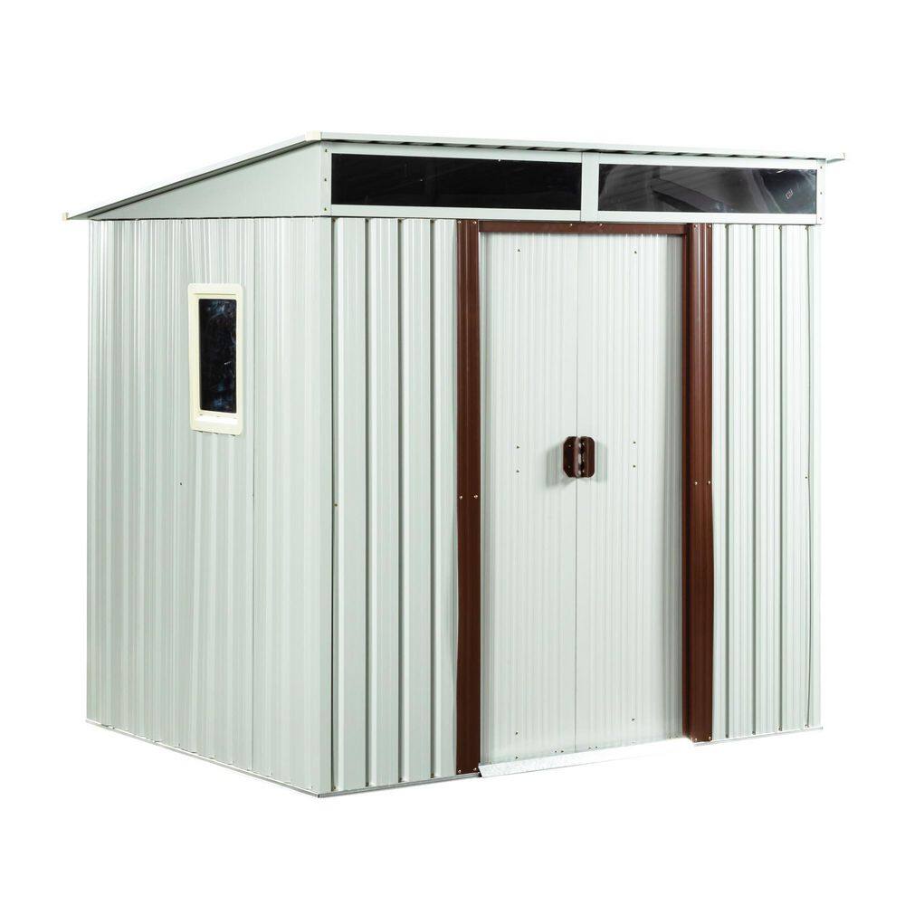 White 6 x 5ft. Outdoor Metal Storage Shed with Window Transparent Plate, Double Doors (30 sq. ft. ) price history on PriceWatchPro