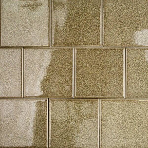Ivy Hill Tile Roman Selection Iced Gold Glass Mosaic Tile - 4 in. x 4 in. Tile Sample