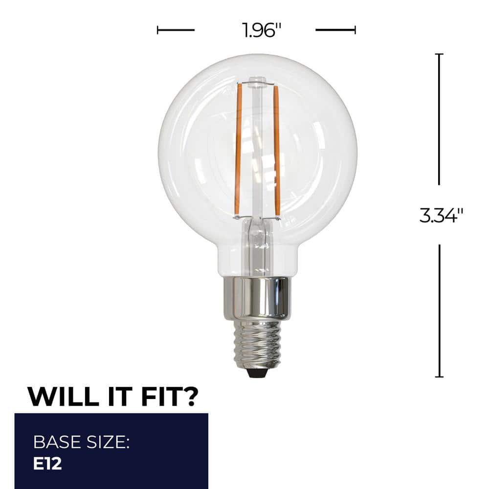 2.5W Clear Filament G16 Candelabra E12 LED Light Bulb Pack of 4