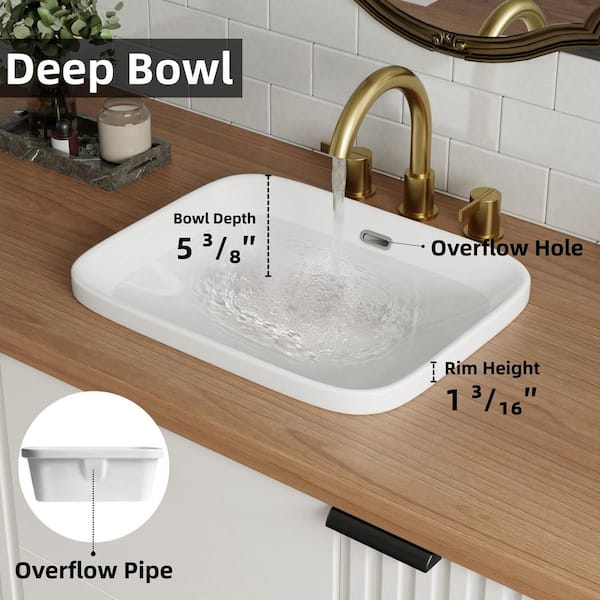 Los Flexi 19 in. x 15 in. Semi Recessed Bathroom Sink Rectangular