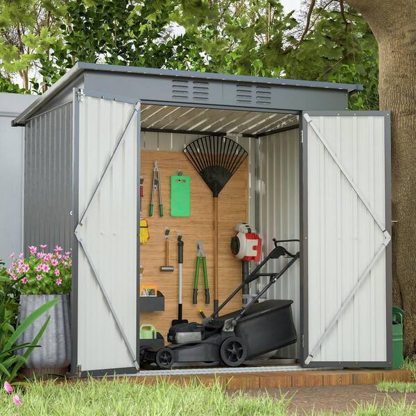 Zeus & Ruta 6 ft. W x 4 ft. D Outdoor Metal Storage Shed with