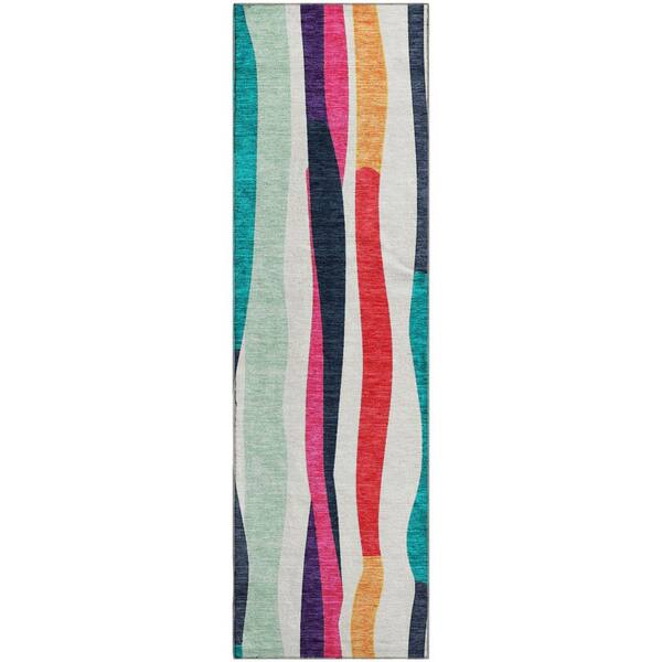 Mayfield Premium Machine Washable Abstract AMF2188 Ivory 2 ft. x 7 ft. Runner Rug