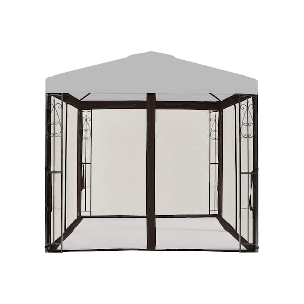 Universal 8 ft. x 8 ft. Mosquito Netting for Gazebo Replacement in Brown