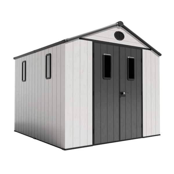 8-ft x 8-ft Outdoor Storage Kick-it White Gable Resin Storage Shed (63.5 sq. ft. )