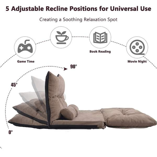 ANBAZAR 43.3 in. Armless Polyester Upholstered Rectangle Sofa, Adjustable  Folding Futon Sofa Bed with 2-Pillows, Beige GJ-219-B - The Home Depot