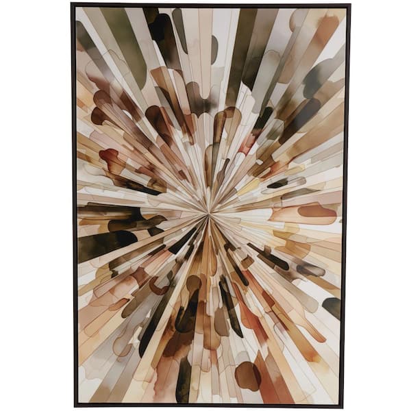 1-Panel Abstract Radial Framed Wall Art with Black Frame 48 in. x 33 in.
