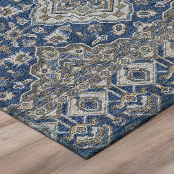 Chantille Machine Washable Indoor/Outdoor Abstract ACN3104 Navy 3 ft. x 5 ft. Area Rug