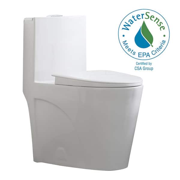 Glacier Bay Buxton 1-Piece 1.6 GPF/1.1 GPF Dual Flush Elongated Toilet in White