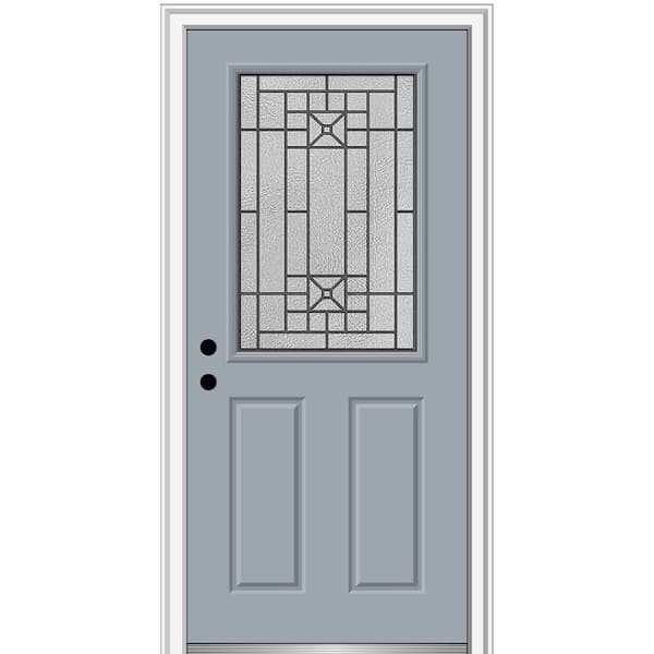 MMI Door 32 in. x 80 in. Courtyard Right-Hand 1/2-Lite Decorative Painted Fiberglass Smooth Prehung Front Door, 6-9/16 in. Frame