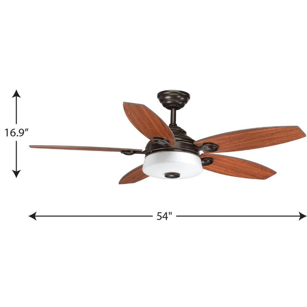 54'' Antique Bronze Ceiling Fan with LED Light and Remote