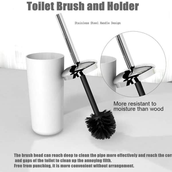 Dracelo 6-Piece Bathroom Accessory Set with Toiletbrush Holder, Dispenser,  Trash Can, Toothbrush Holder, Toilet Brush in Black B09X9VWZR6 - The Home  Depot