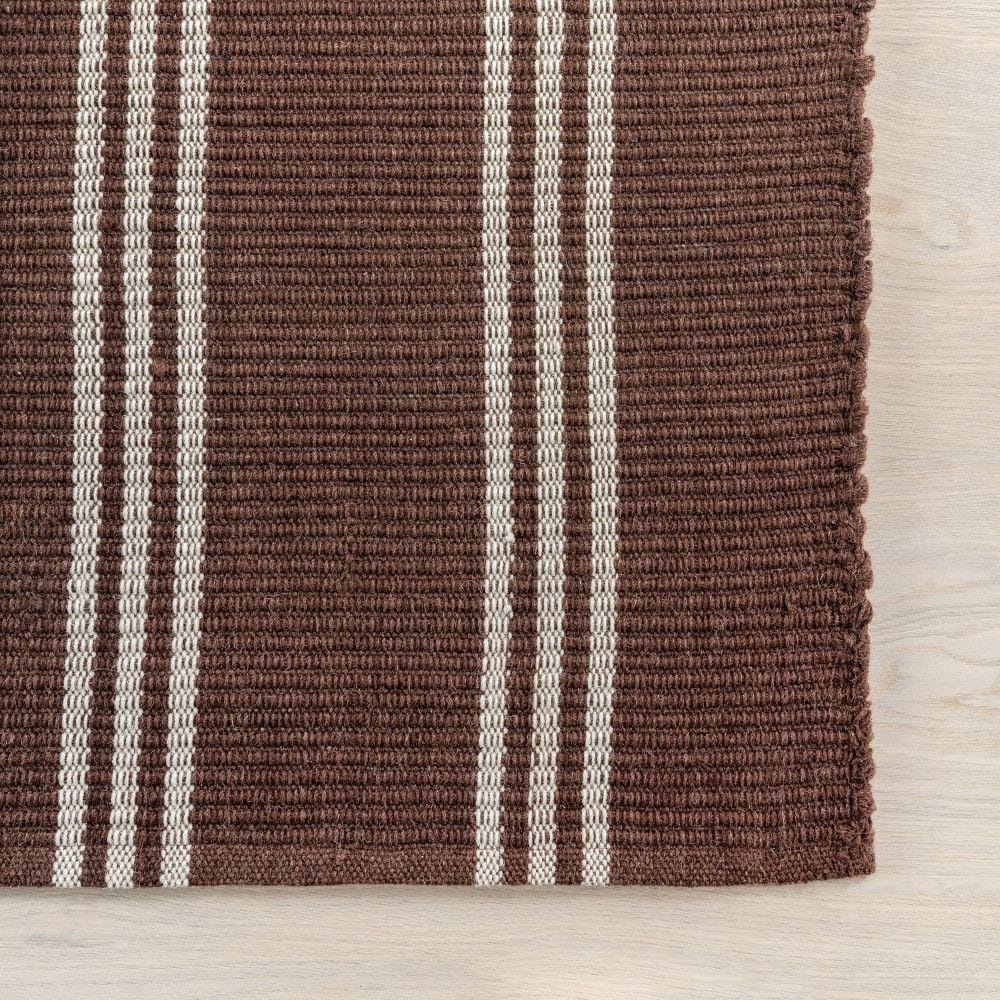 Handmade Dark Brown Wool Striped 10' x 14' Area Rug
