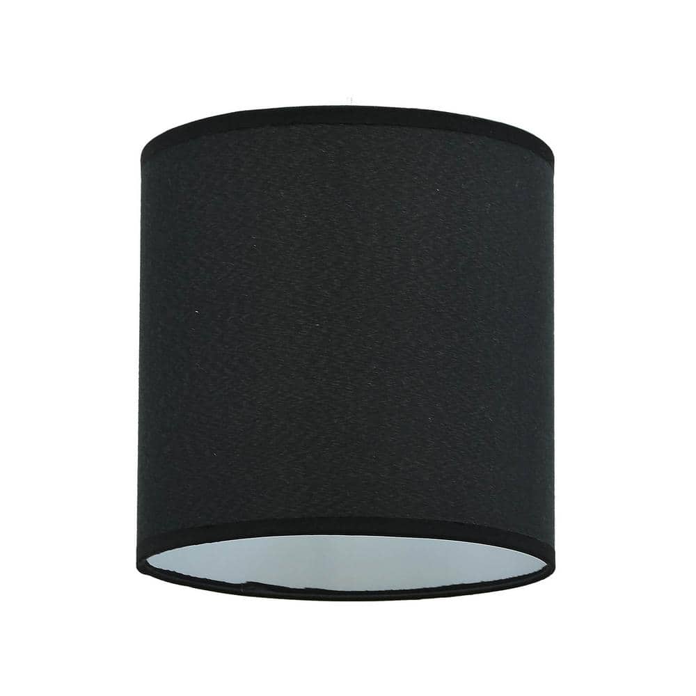 Black Tetoron Rayon Fabric Drum Lamp Shade, 8-inch
