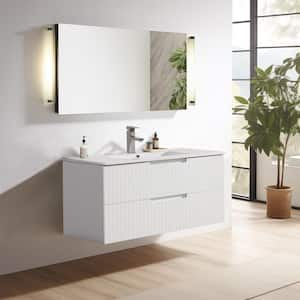 18.25 in. W x 36 in. D x 19.25 in. H 1 Sink Wall Mounted Bath Vanity in White with White Ceramic Top and 2 Drawers