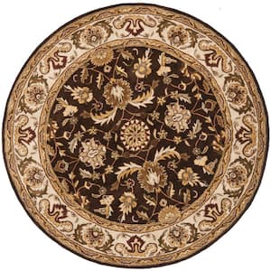 Royalty Chocolate/Beige 7 ft. x 7 ft. Round Geometric Area Rug