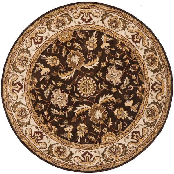 Royalty Chocolate/Beige 7 ft. x 7 ft. Round Geometric Area Rug