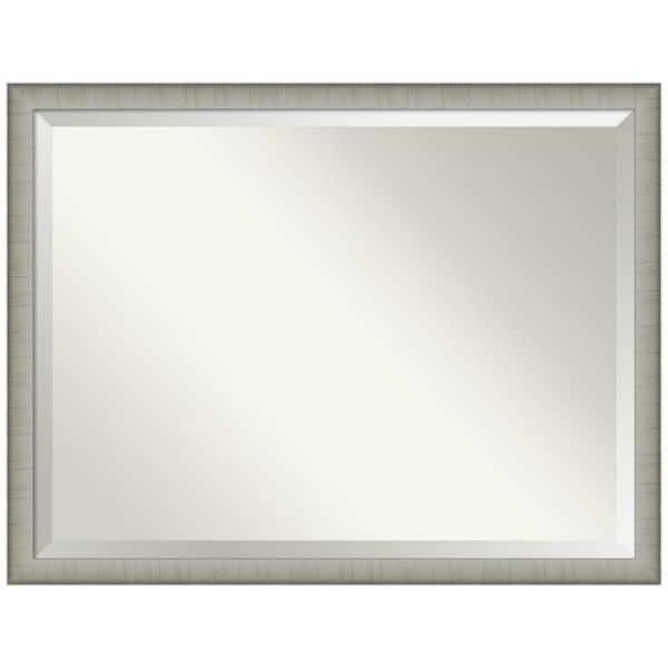 Amanti Art Medium Rectangle Elegant Brushed Pewter Beveled Glass Casual Mirror (33 in. H x 43 in. W)
