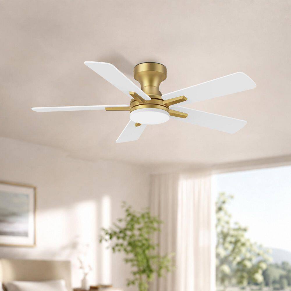 42 in. Gold Flush Mount Smart Ceiling Fan w/ RGB LED Lights, Dimmable, 6-Speed, APPandRemote Control for Outdoor Indoor price history on PriceWatchPro