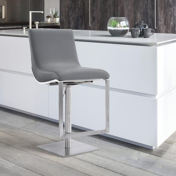 Armen Living Victory Contemporary Swivel Bar Stool in Brushed