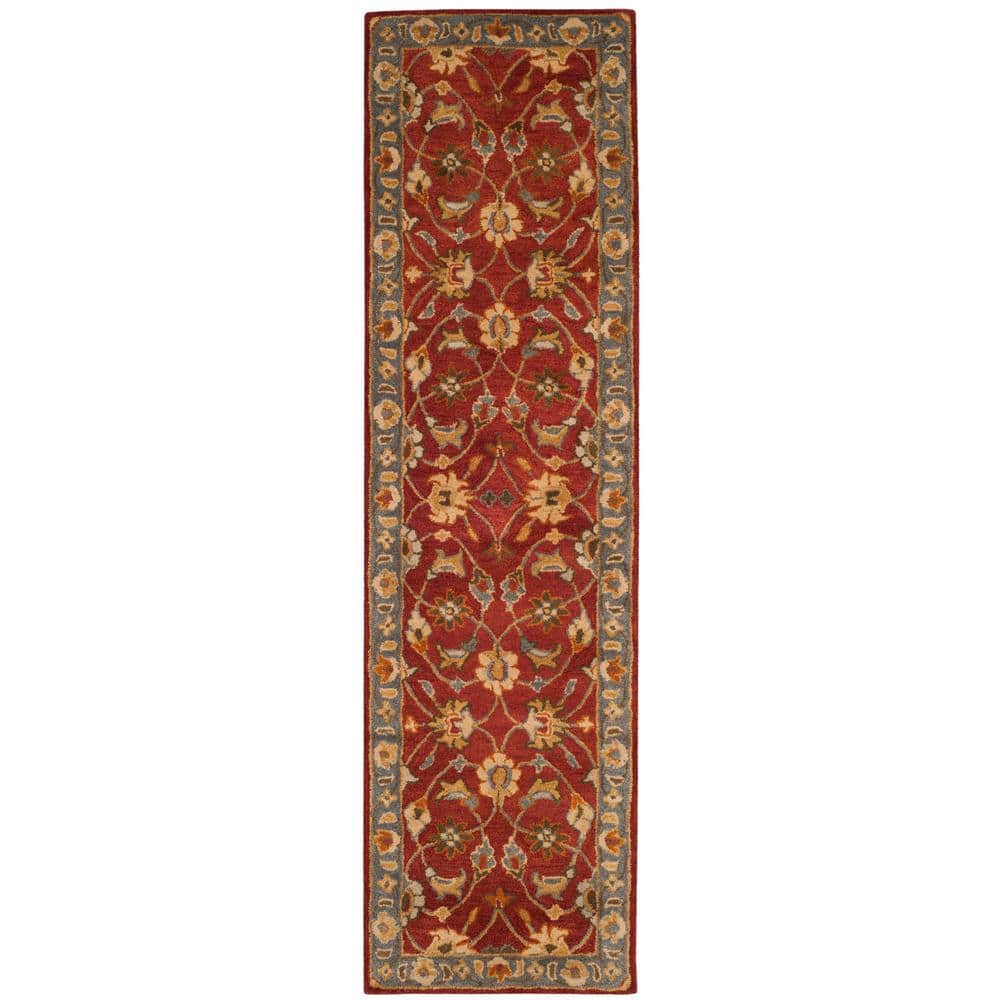 Heritage Red and Blue Hand-Tufted Wool Runner Rug