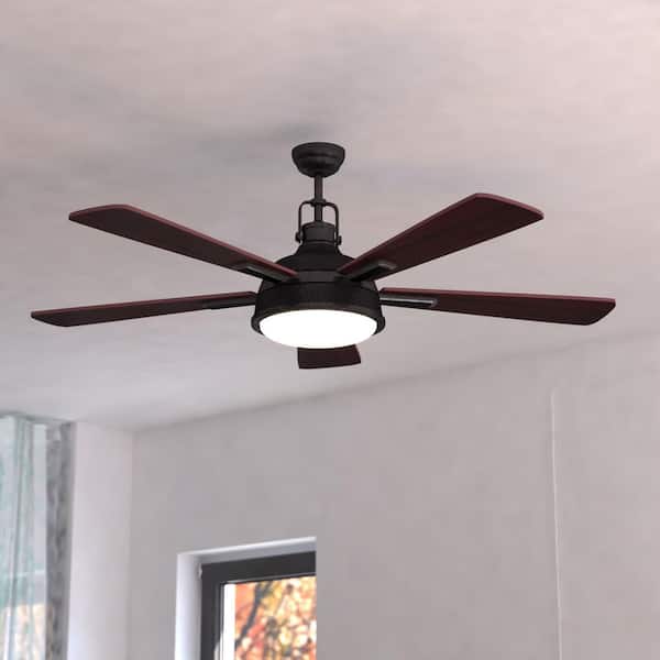 Walton 52 in. Industrial Loft LED Indoor Bronze Ceiling Fan with Light Kit and Remote