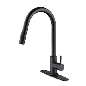 Single Handle Touch On Pull Down Sprayer Kitchen Faucet with Pull Out Spray Wand Smart Sensor Faucets in Matte Black