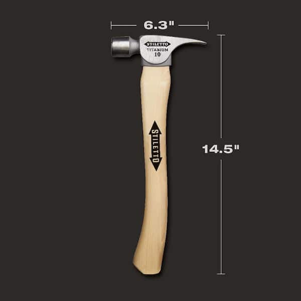 Stiletto 10 oz. Titanium Smooth Face Hammer with 14 1/2 in. Curved Hickory Handle