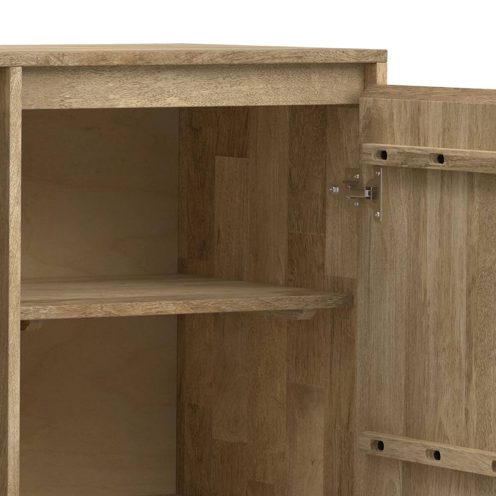 Hunter Natural Mango Wood and Black Metal Freestanding Storage Cabinet