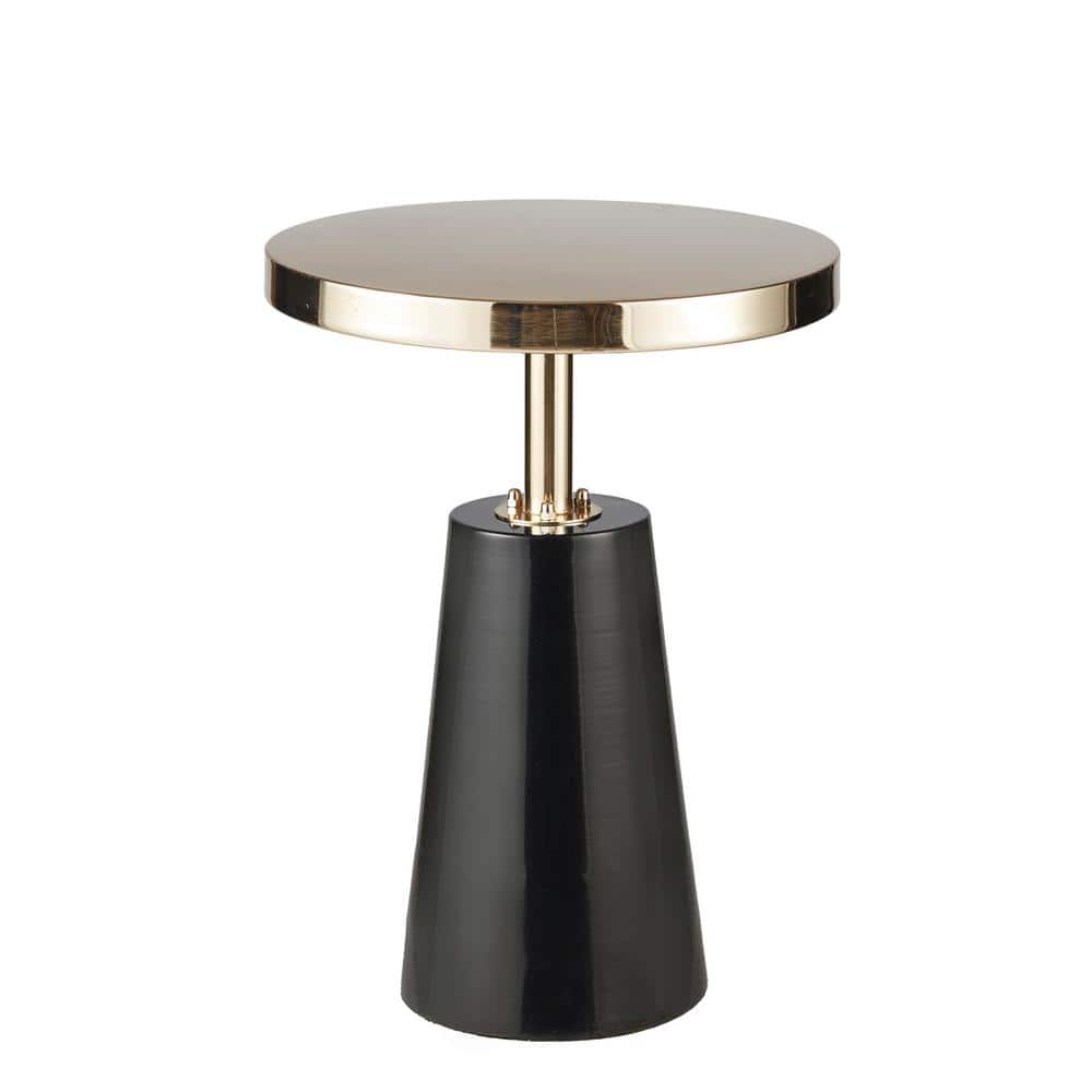 Madison Park Venice 14.25 in. Black/Gold Round Metal End Table MP120 ...